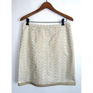 NWOT Banana Republic Gold Embroidered Metallic Pencil Skirt Size 8